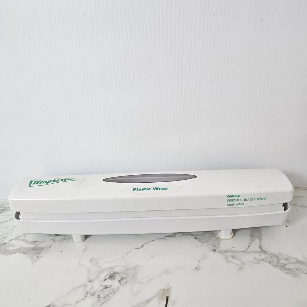 WRAPTASTIC DISPENSER PULL PRESS WRAP FOOD Plastic Wrap Organizer White